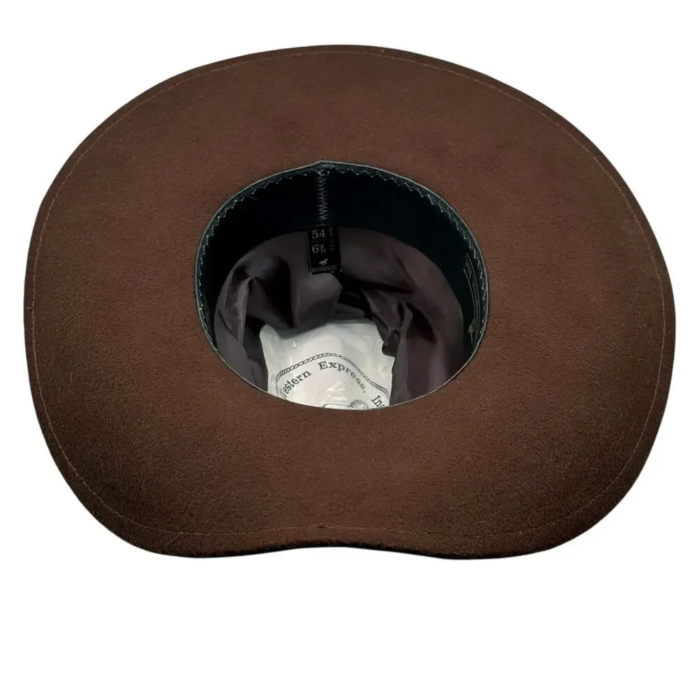 Western Express Inc Men's Brown Felt Western Style Size 6 3/4 Cowboy Hat Mexico